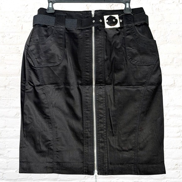 Dalia Dresses & Skirts - Dalia Collection Black Front Zip Pencil Skirt Size 8 Pockets Stretch Mod NWT